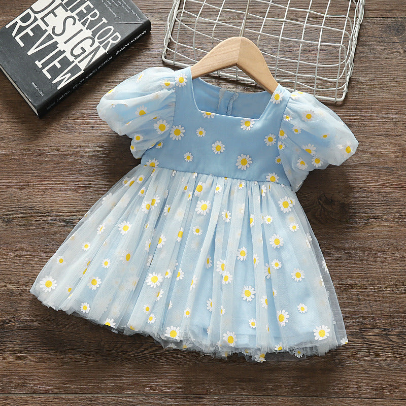 Baby Blue Daisy Tulle Dress – BabyLuxify